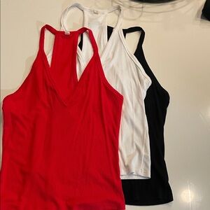 Amazon Essentials Women's V-Neck Tank Tops - Red, White, Black. Tank top bundle